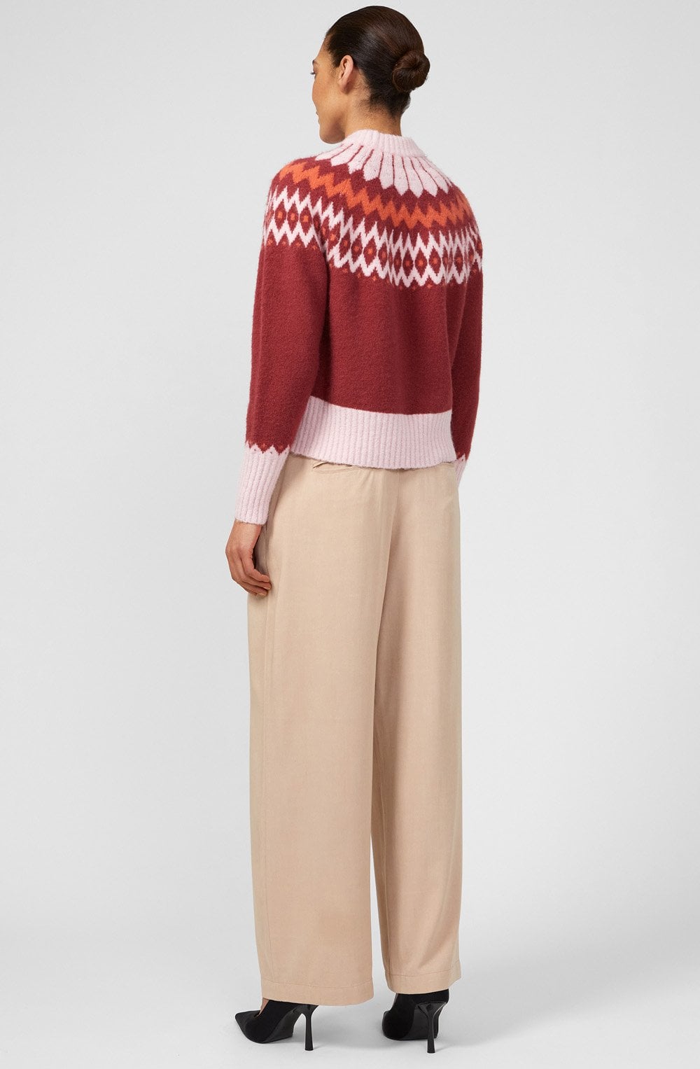 Wine Winter Pattern Crew Neck Jumper