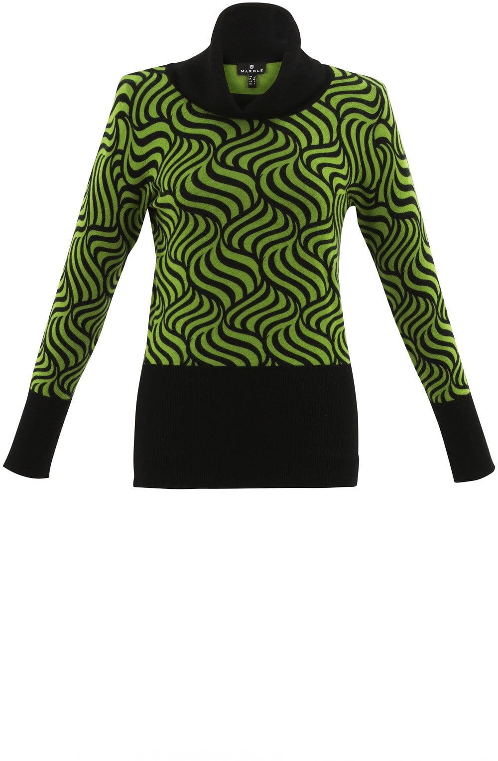 Green and Black Marbled Roll neck Jumper