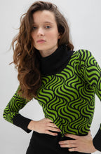 Green and Black Marbled Roll neck Jumper
