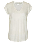 Beige Linen Jersey Top