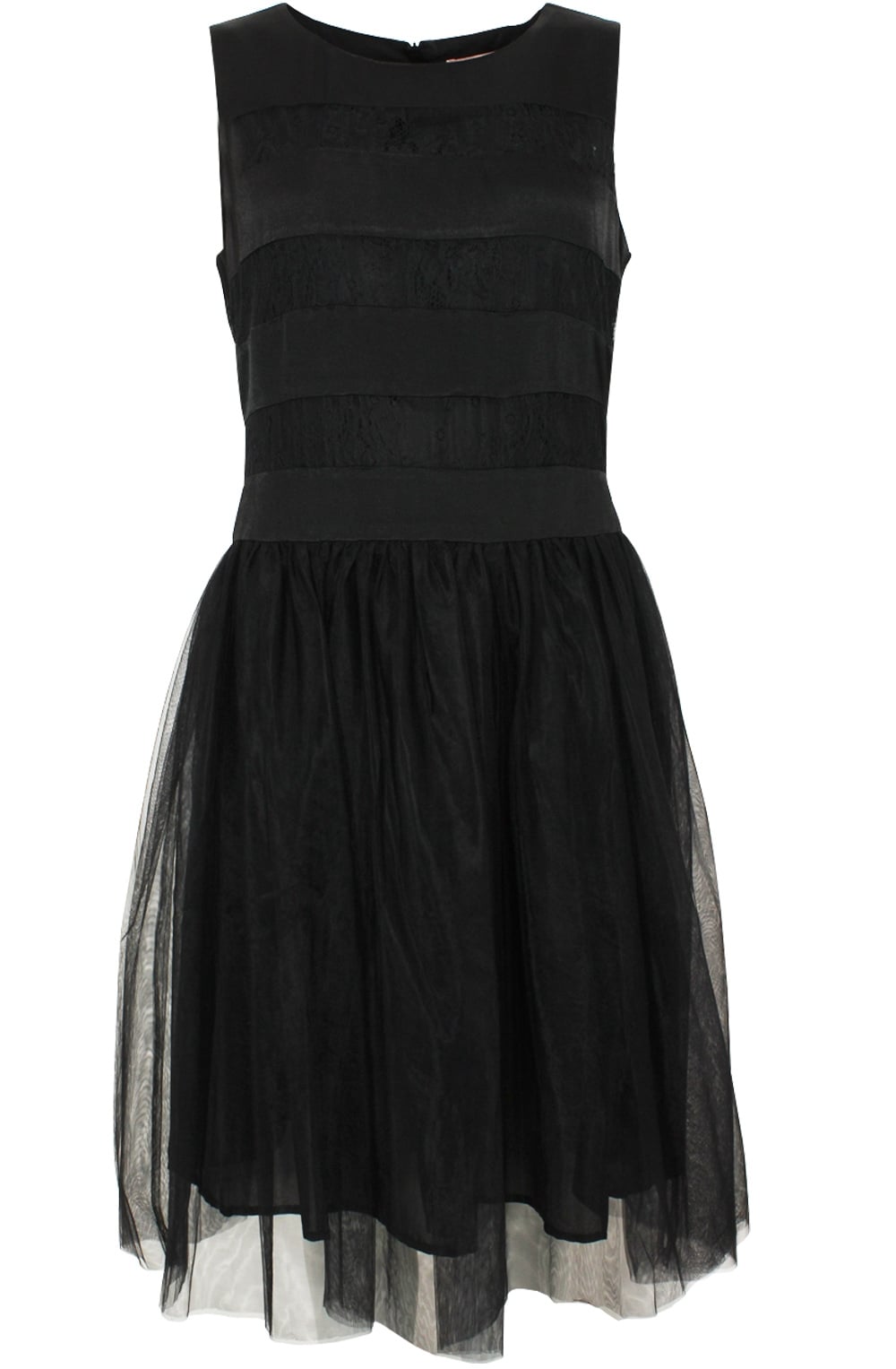 Black Lace Detailed Skater Dress