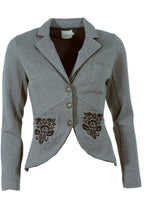 Jacket cutaway with embroidered pockets grey melange