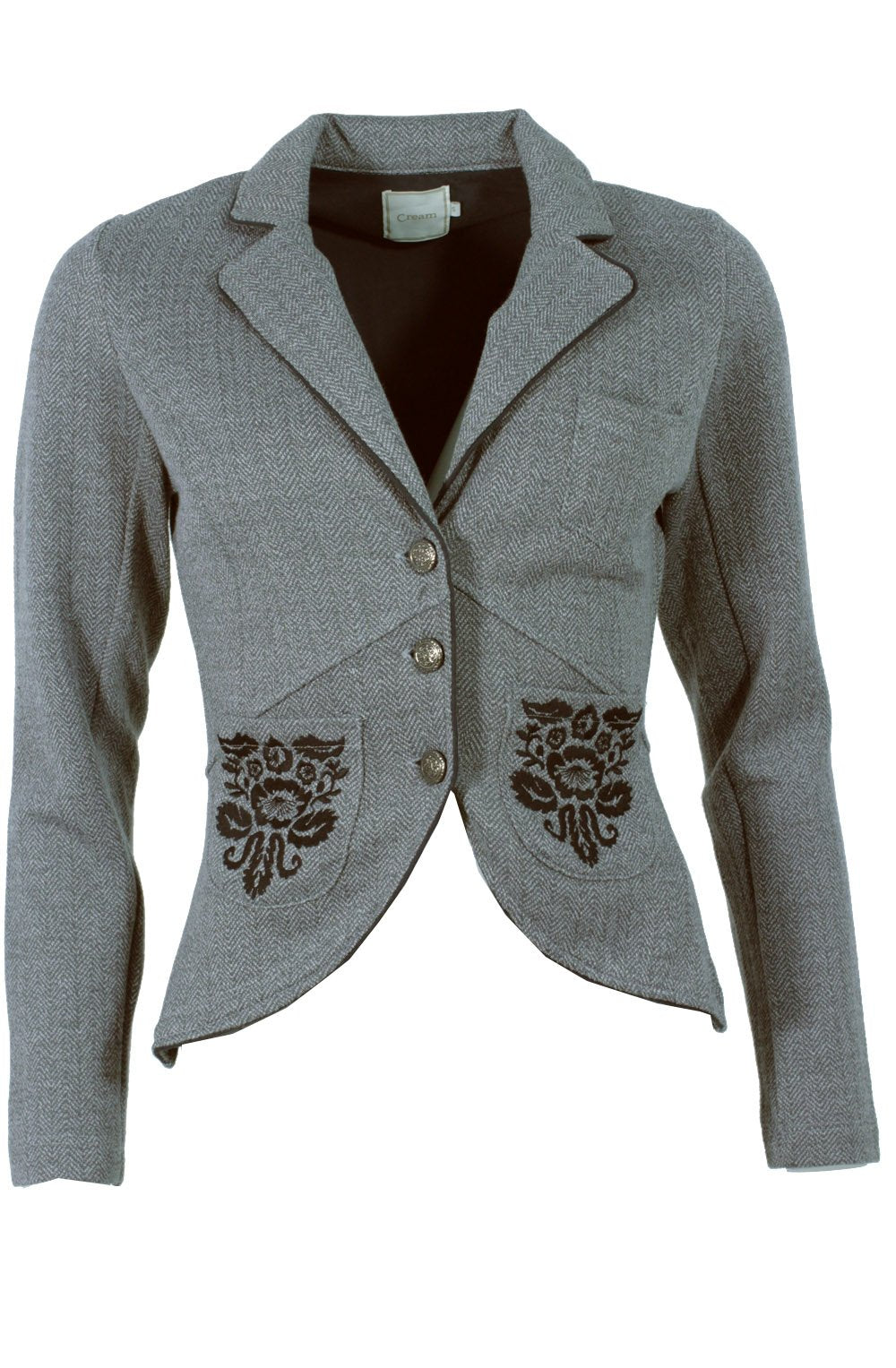 Jacket cutaway with embroidered pockets grey melange