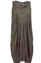 Crushed Effect Khaki Dress