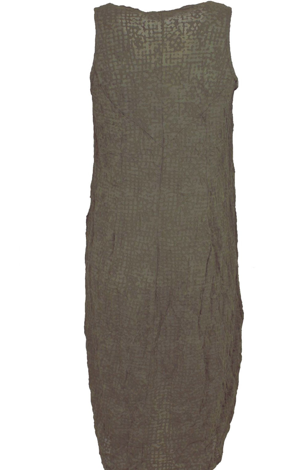Crushed Effect Khaki Dress