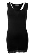 Long broad strap vest Black