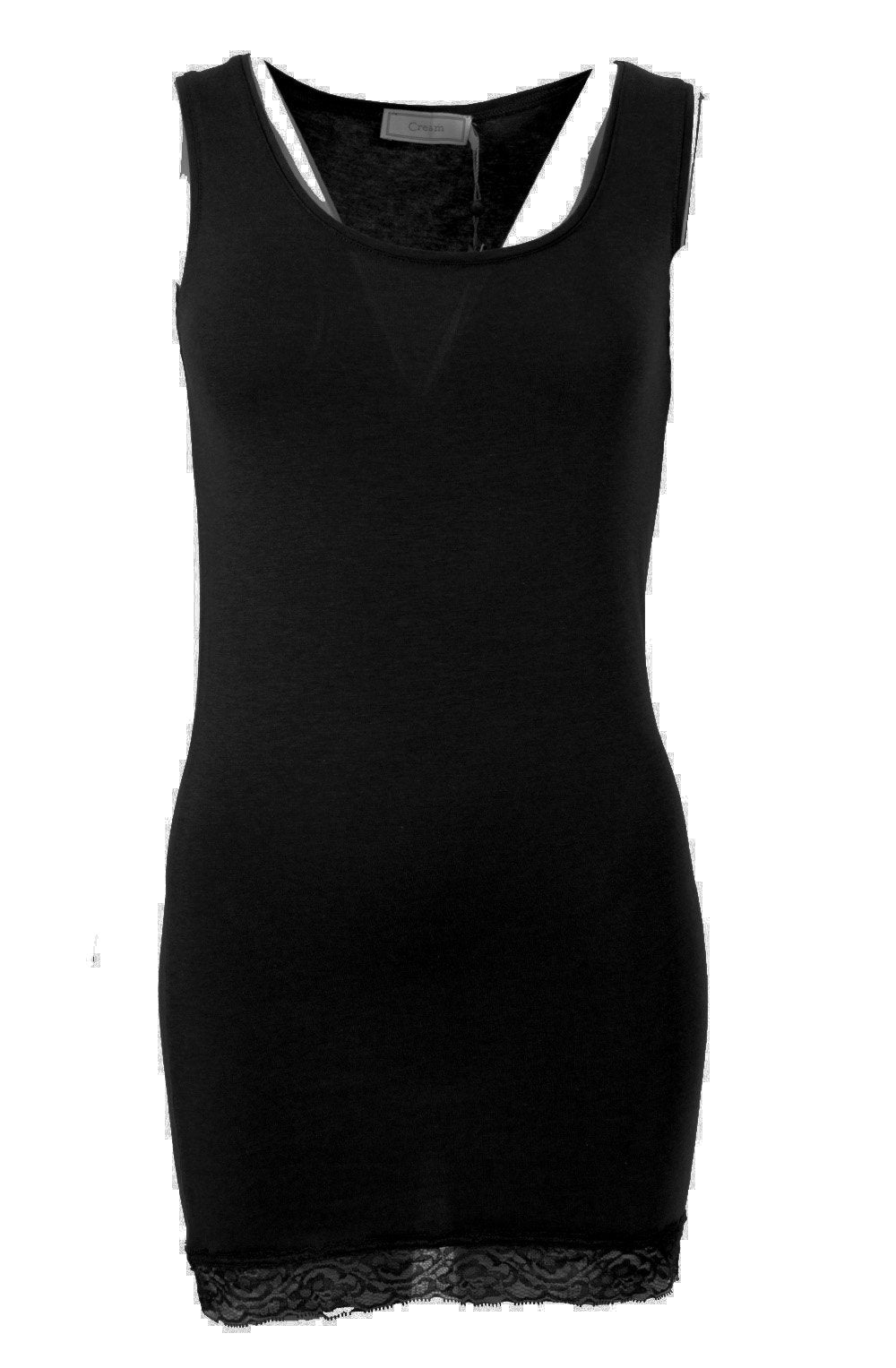 Long broad strap vest Black
