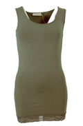 Long broad strap vest khaki