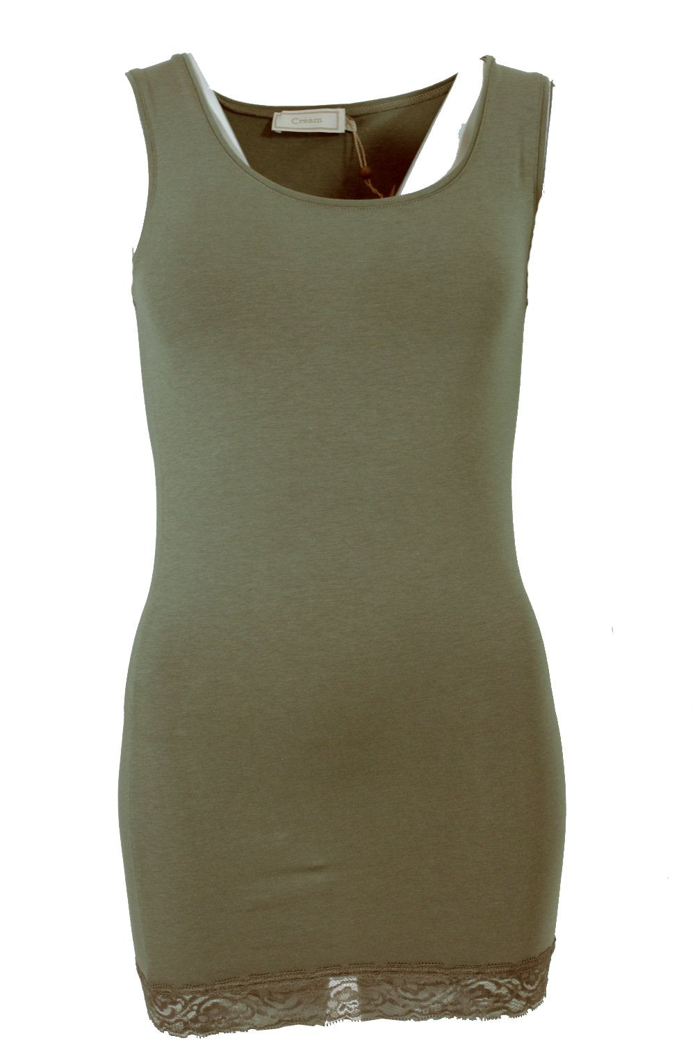 Long broad strap vest khaki