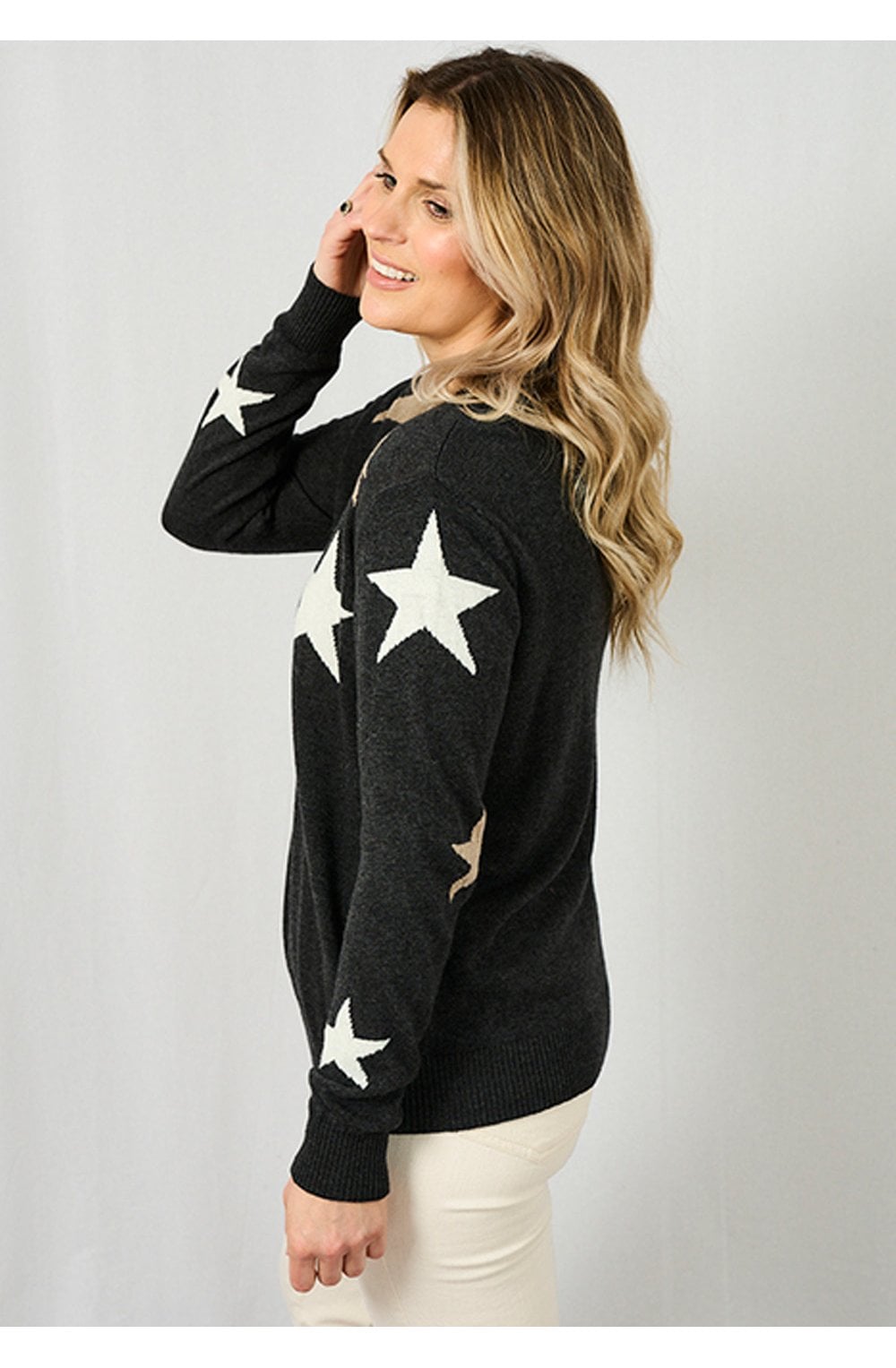 Charcoal Scattered Stars Cashmere Jumper
