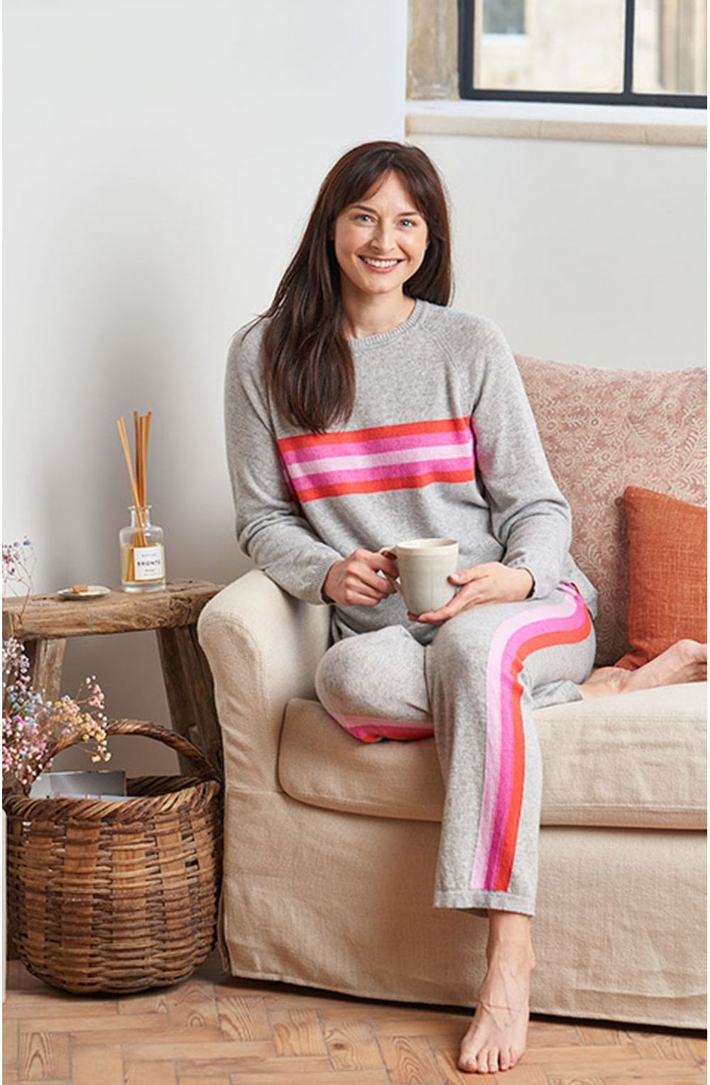Grey Cashmere Stripe Jumper