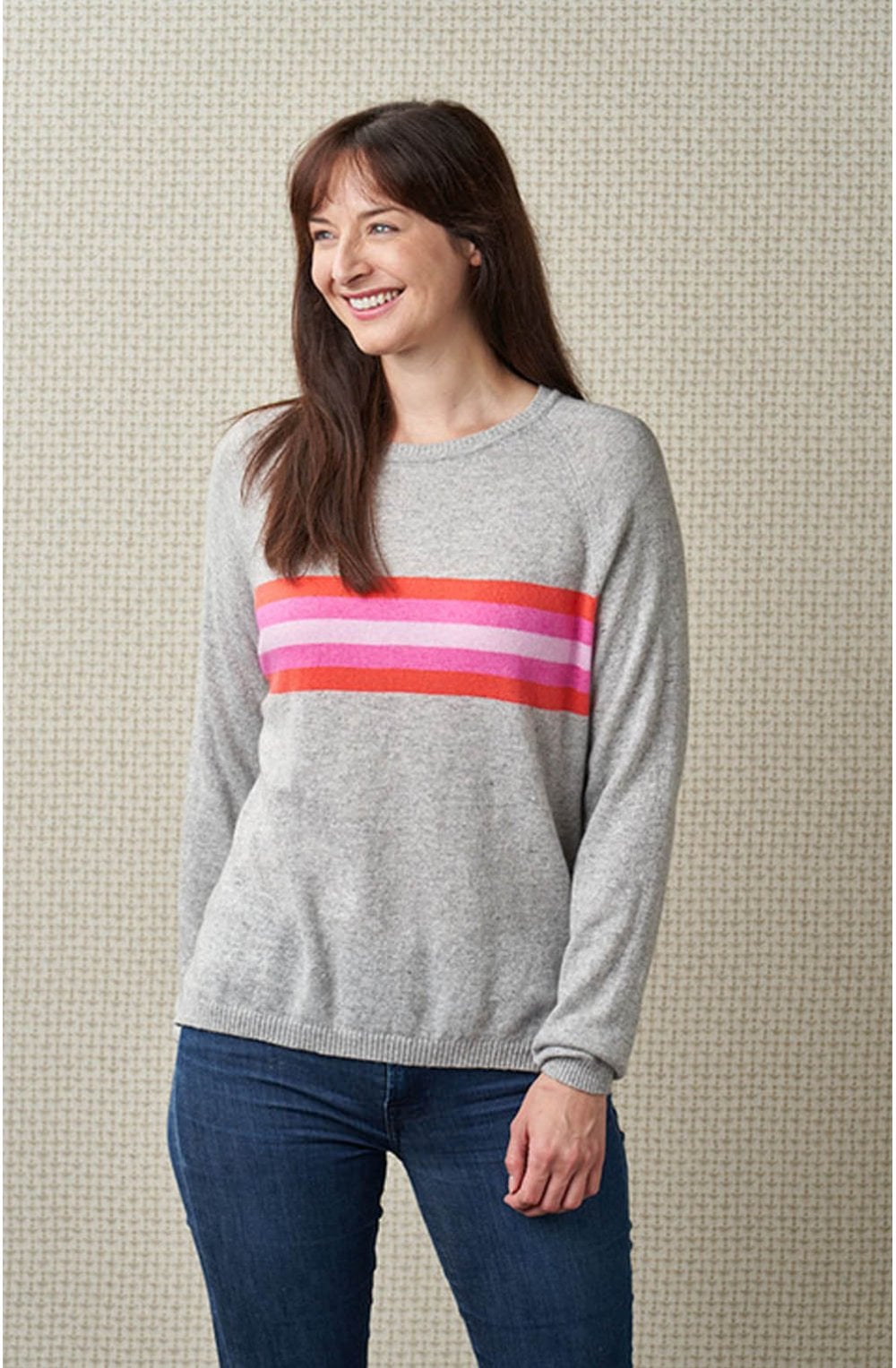 Grey Cashmere Stripe Jumper