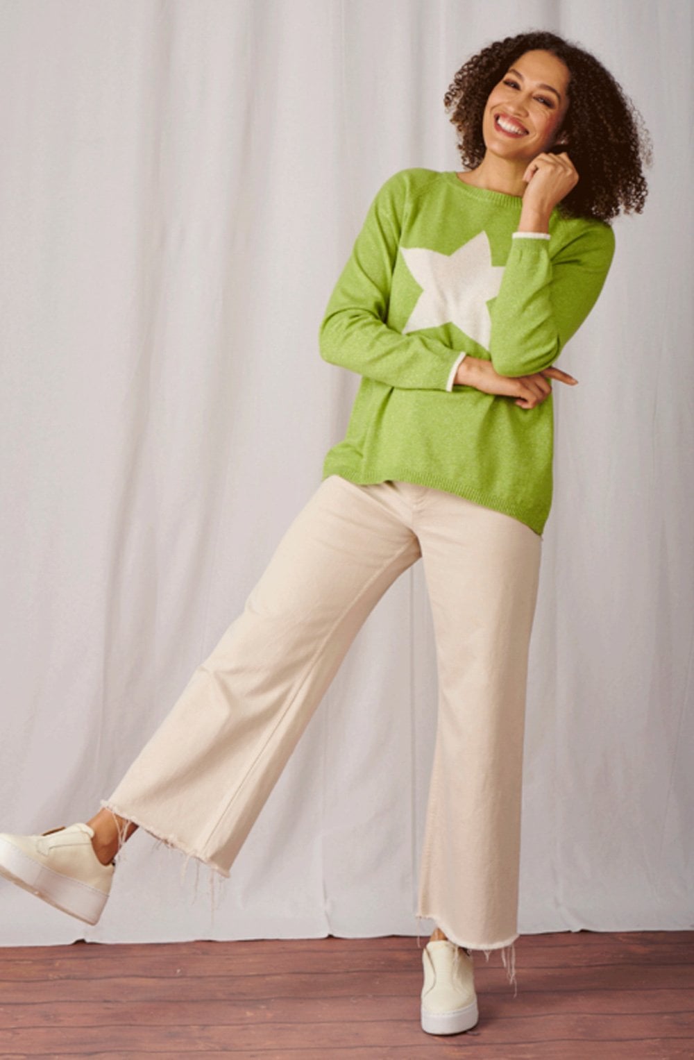 Sparkle Lime Star Design Jumper