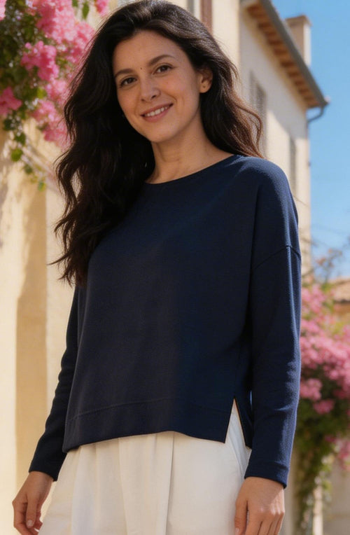 Alison Blue Staggered Hem Jumper