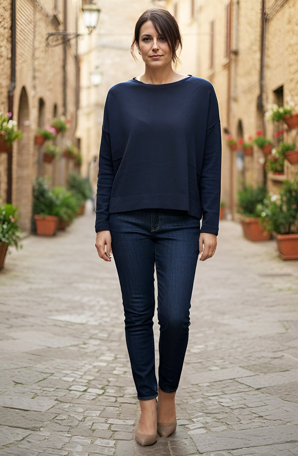 Alison Notte Navy Staggered Hem Jumper