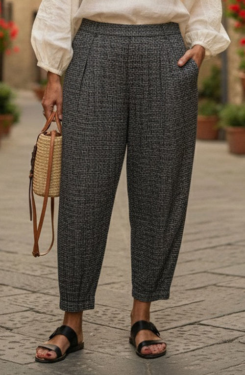 Bianco J Nero Black Fine Check Knitted Trousers