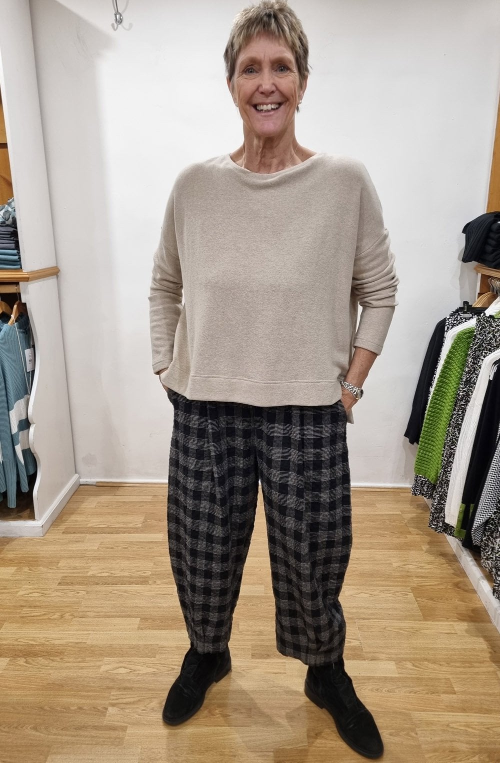 Bianco Nero Black Checked Relaxed Cullottes