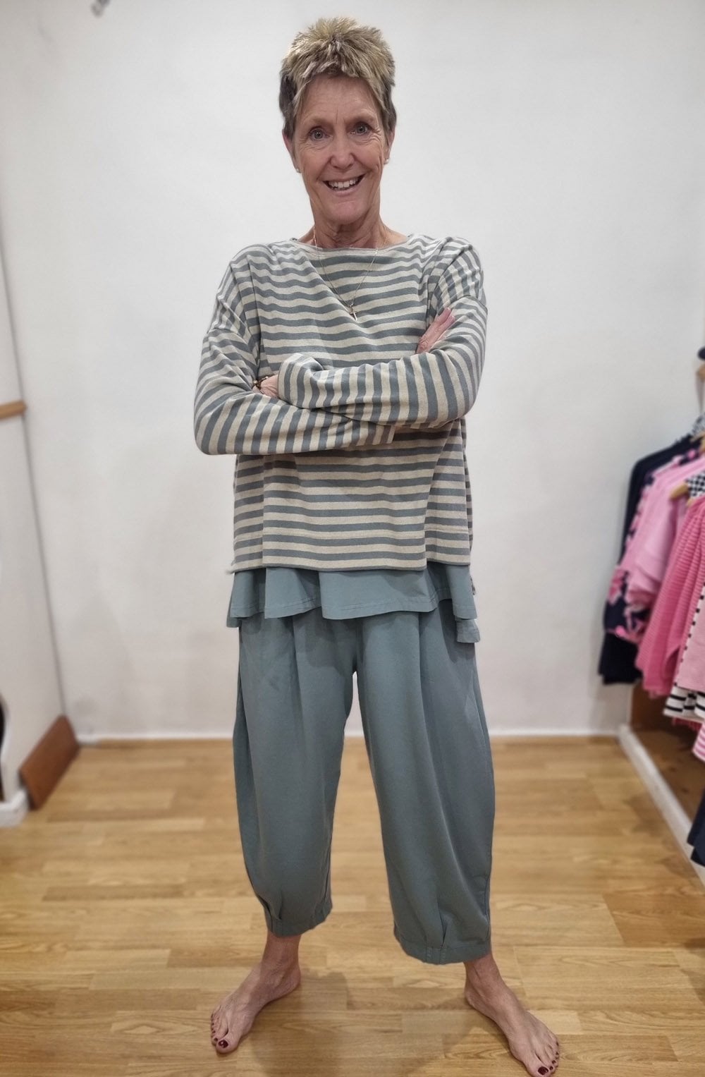 Bianco U Lago Blue Jersey Culottes