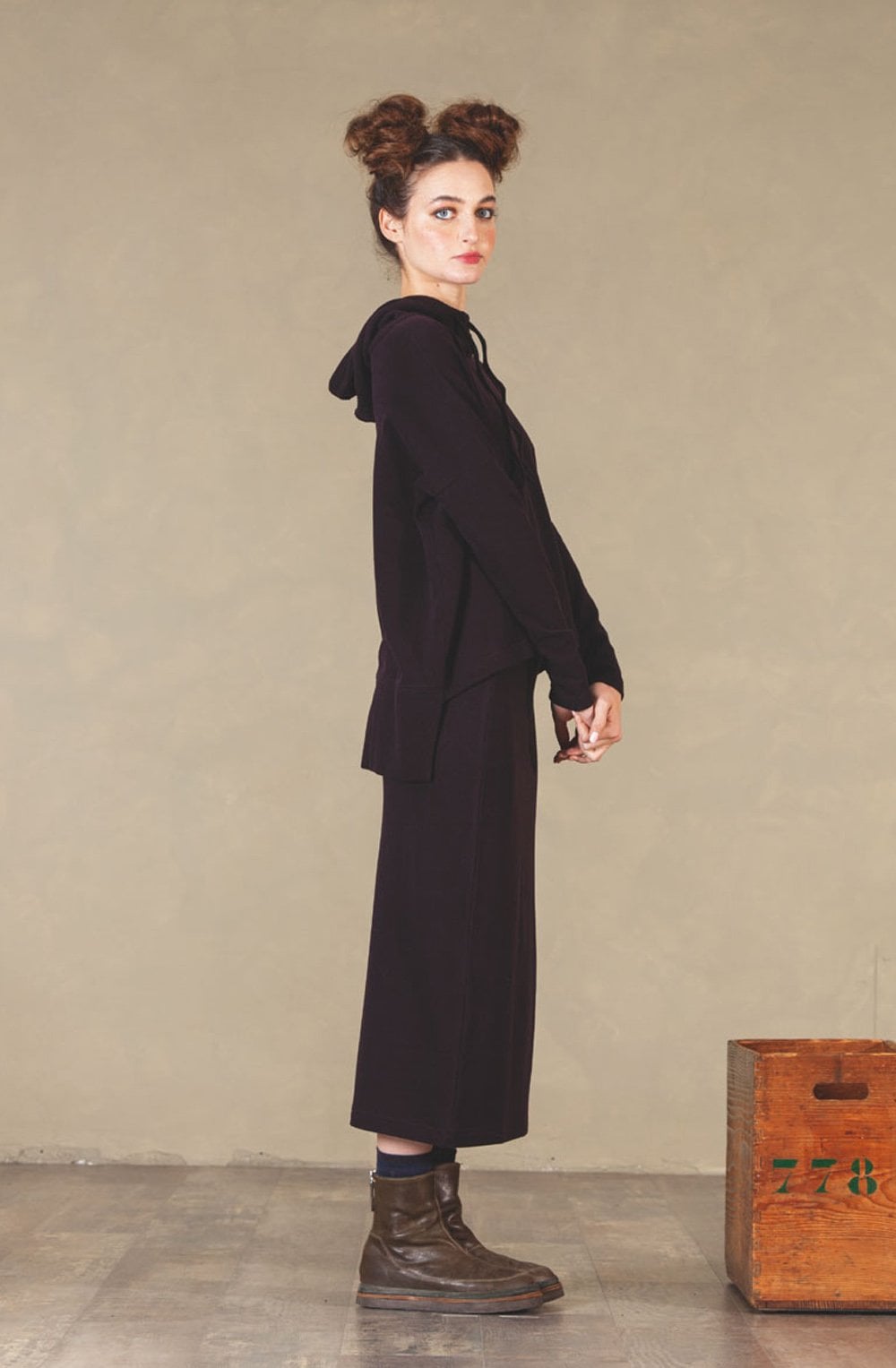 Bjork Purple Knit Midi Skirt