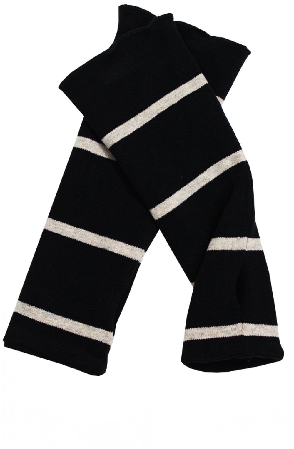 Black & Beige Striped Gloves