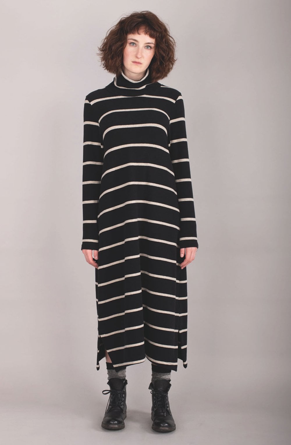 Black & Sand Stripe Knit Dress