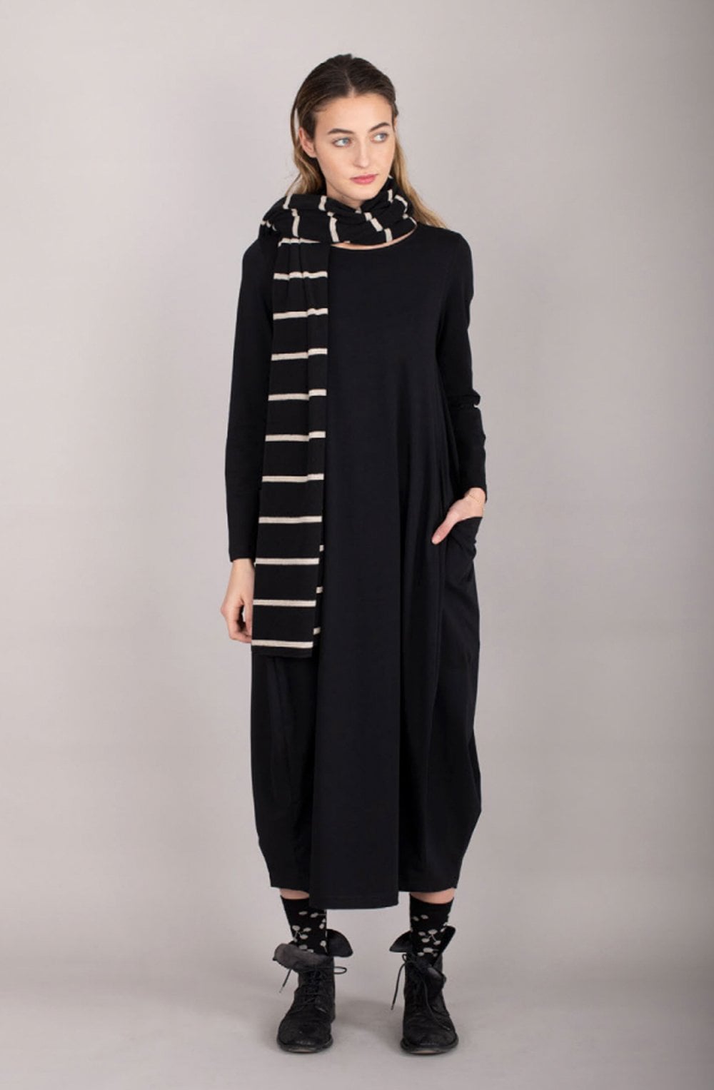 Black & Sand Striped Scarf