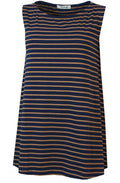 Boa Navy and Tan Striped Sleeveless Top