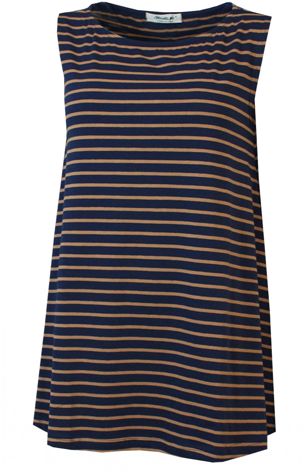 Boa Navy and Tan Striped Sleeveless Top
