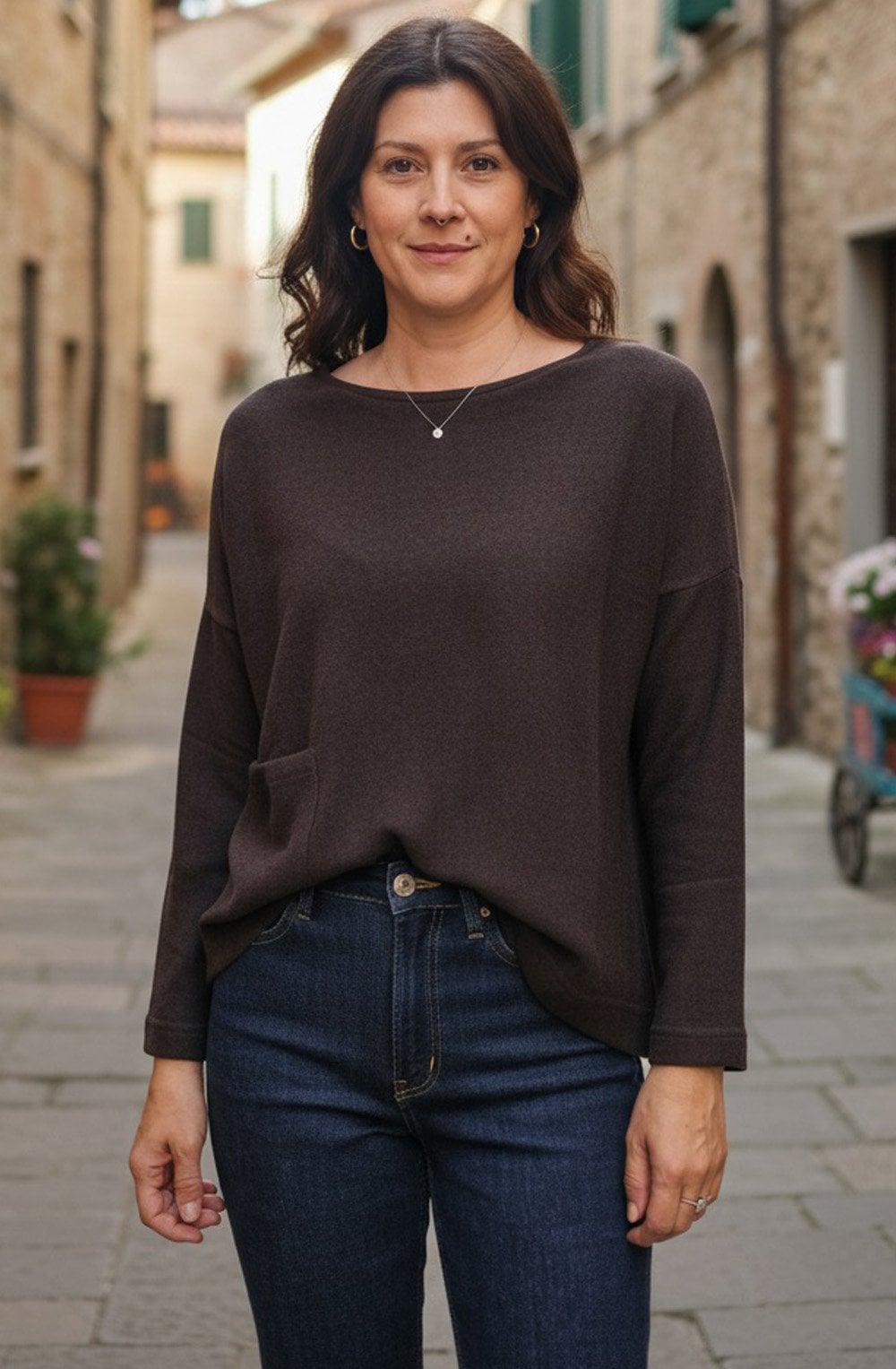 Buccia Moro Brown Patch Pocket Jumper