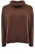 Cannella Tan and Navy Moyet Cowl Neck Jumper