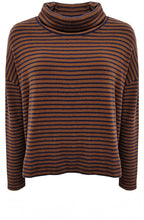 Cannella Tan and Navy Moyet Cowl Neck Jumper