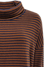Cannella Tan and Navy Moyet Cowl Neck Jumper