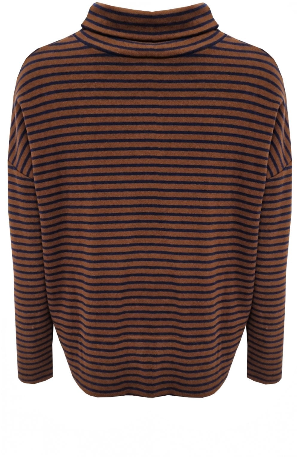 Cannella Tan and Navy Moyet Cowl Neck Jumper