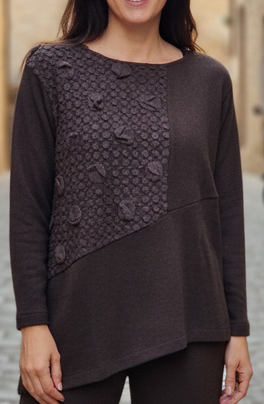 Cara Moro Texture Panelled Jumper