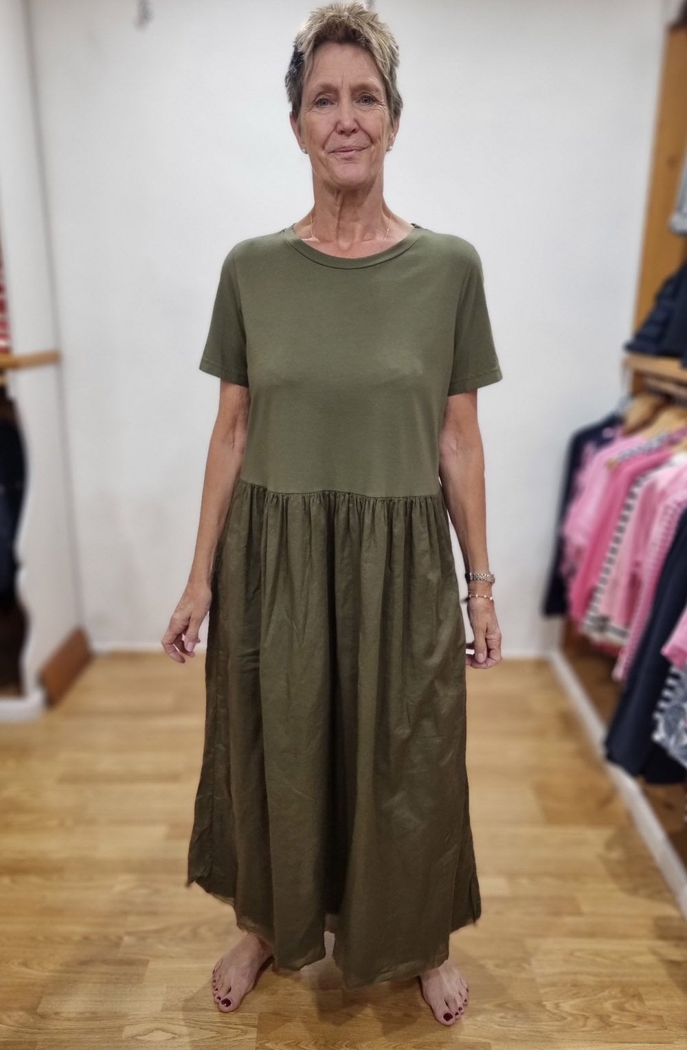 Cocoa Alga Green Smock Dress