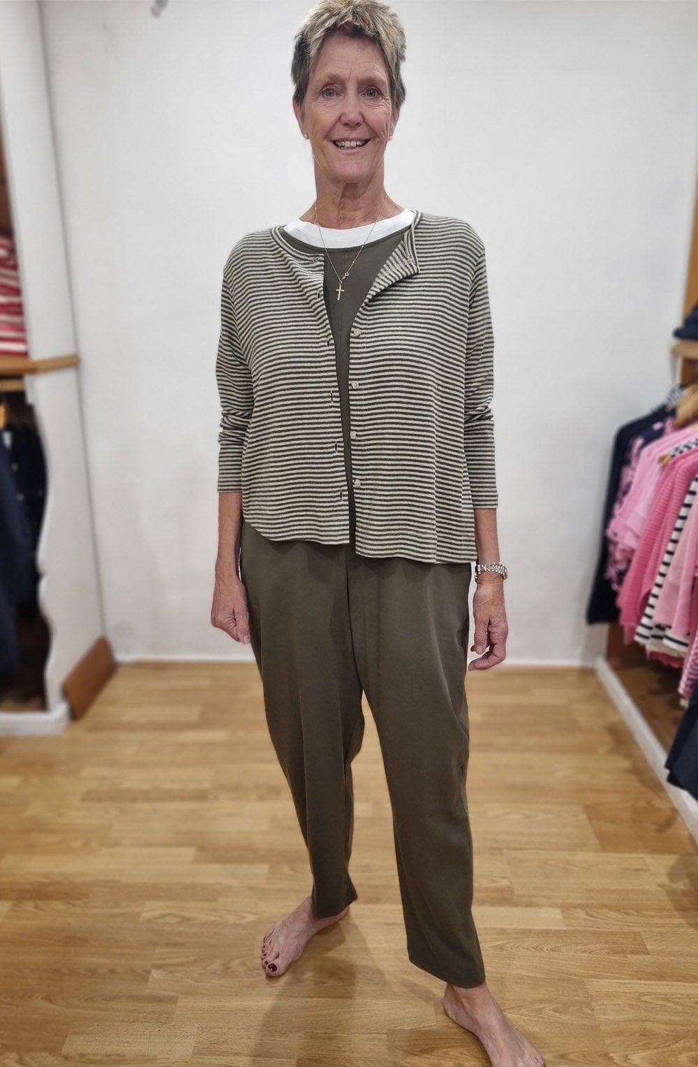 Crema M Alga Green Asymmetric Cardigan