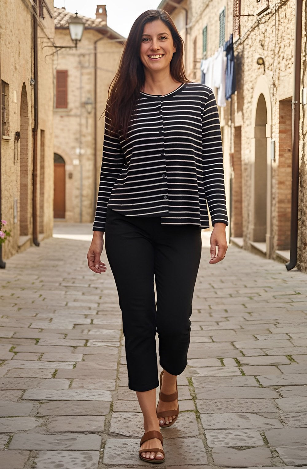 Crema Riga Notte Navy Asymmetric Cardigan
