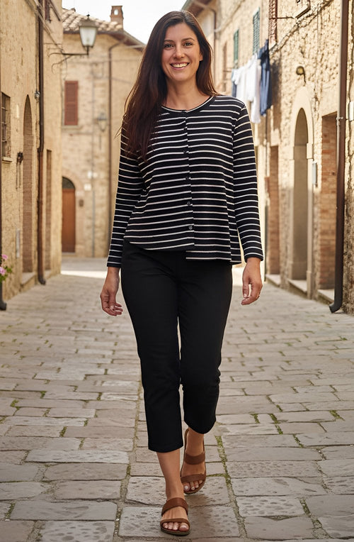 Crema Riga Notte Navy Asymmetric Cardigan