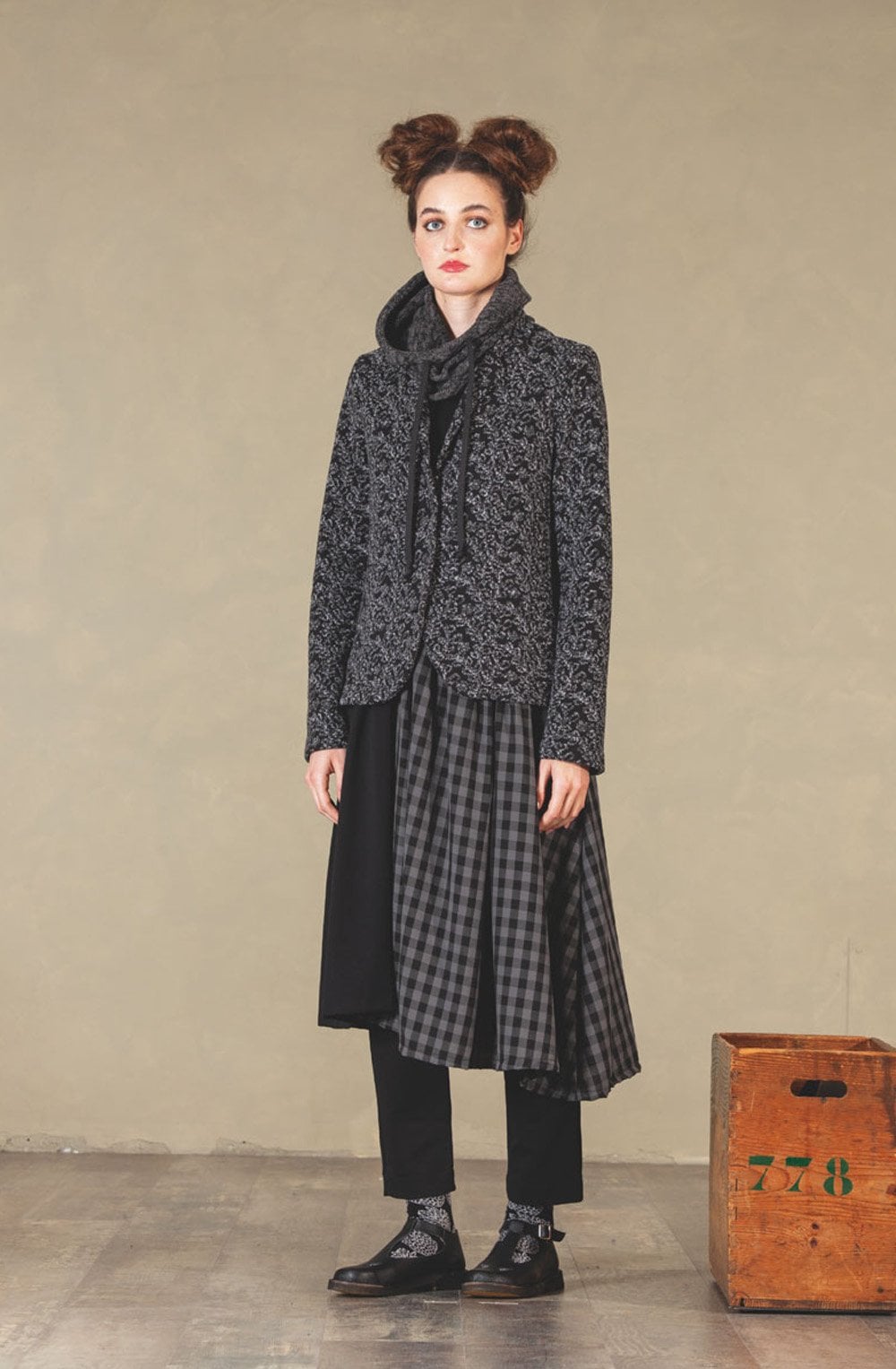 Denny Nero Jersey and Checked A Line Dress