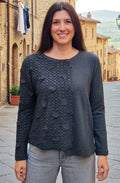 Deva Anthracite Contrast Panel Asymmetric Hem Jumper