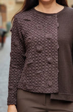 Deva Moro Brown Contrast Panel Asymmetric Hem Jumper
