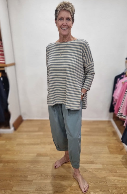 Emotiva Lago Blue Striped A Line Jumper
