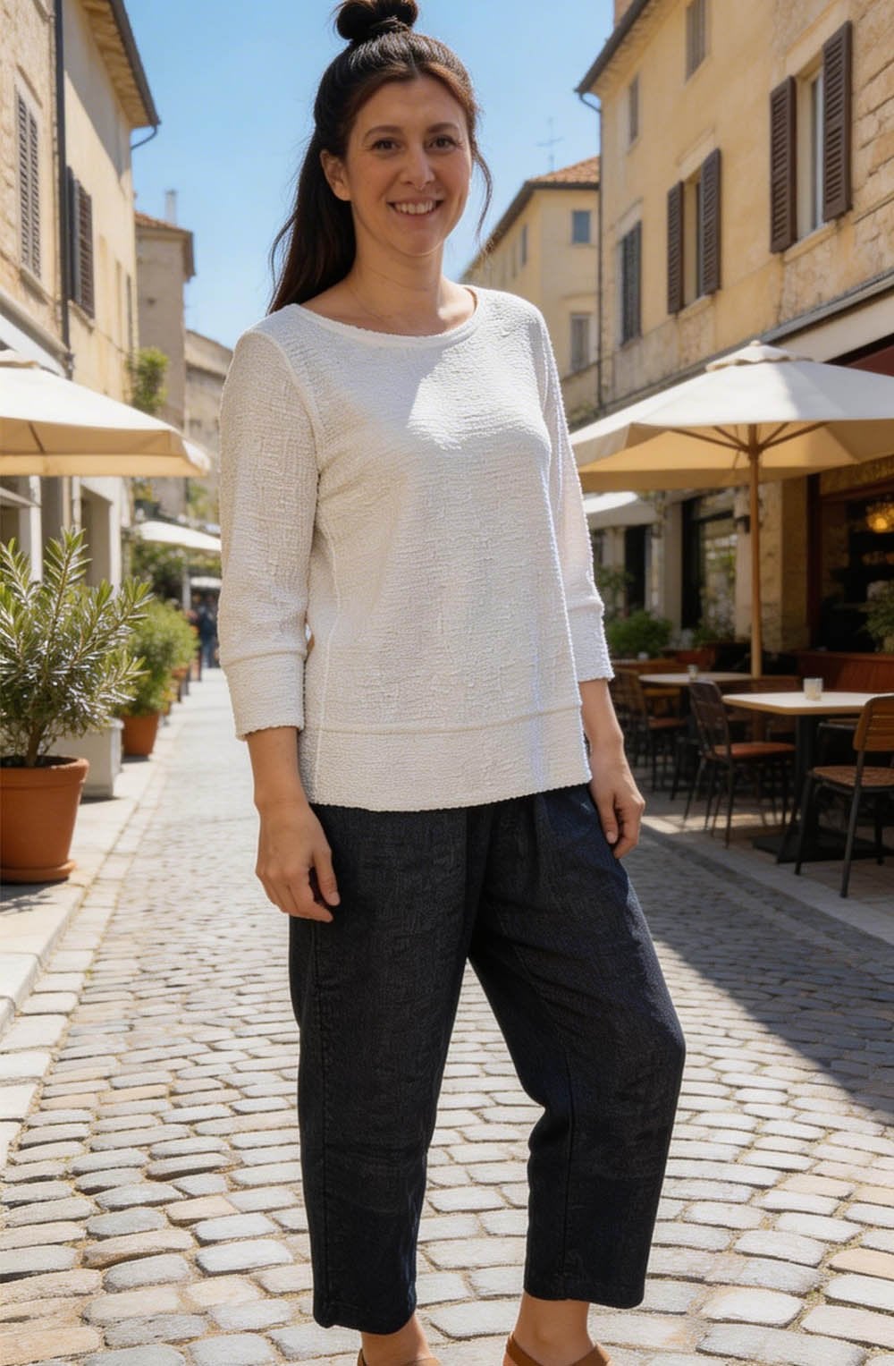 Febbraio J Crinkled Blanco Relaxed Top