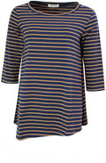 Giacinto Navy & Tan Striped T Shirt