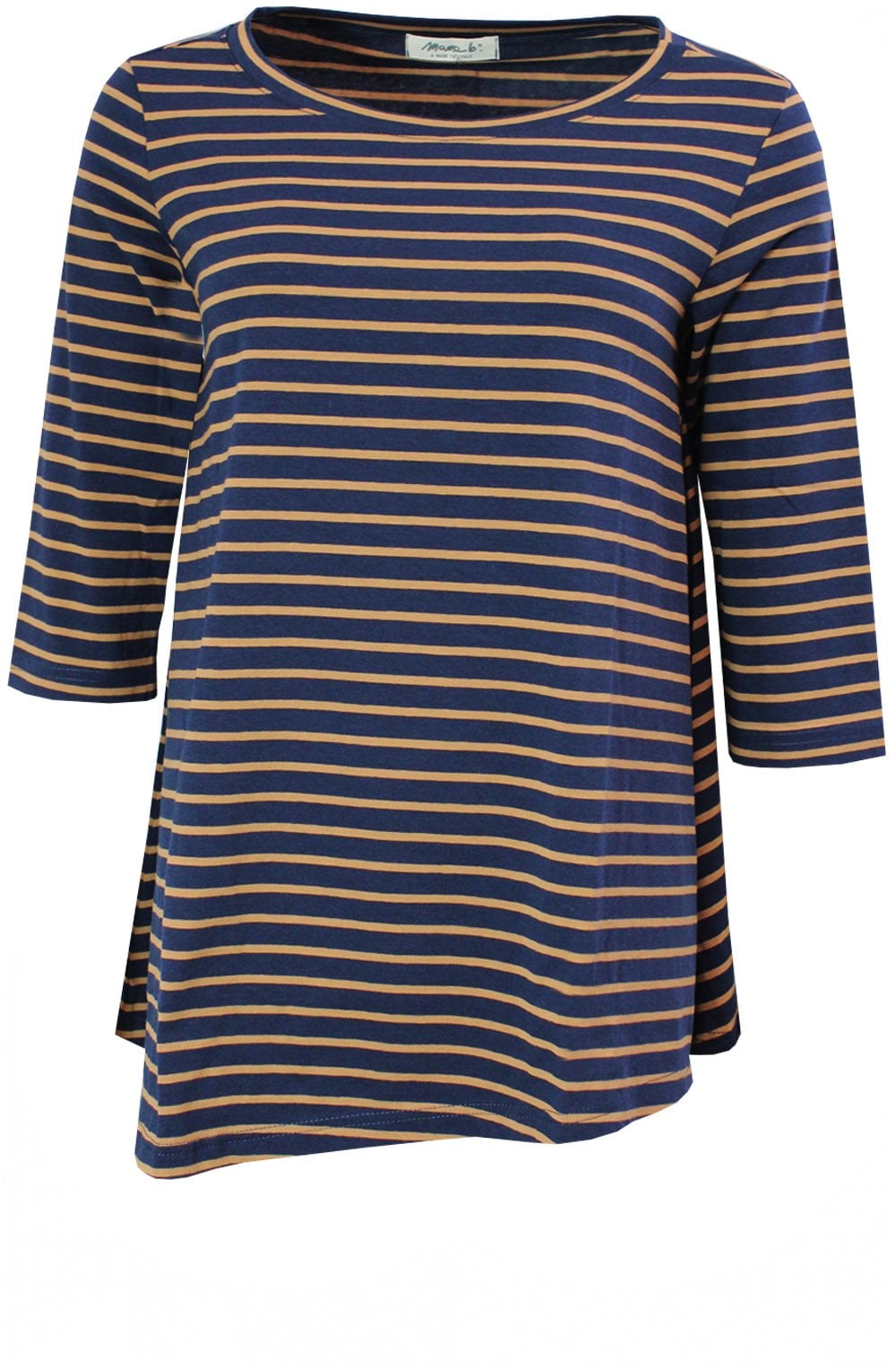 Giacinto Navy & Tan Striped T Shirt