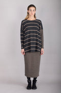 Grey Contrasting Stripe Jumper