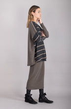 Grey Contrasting Stripe Jumper