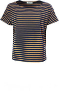 Ibisco Navy & Tan Striped T Shirt