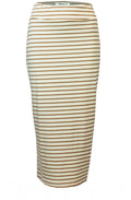 Lilla Tan and Cream Striped Midi Skirt