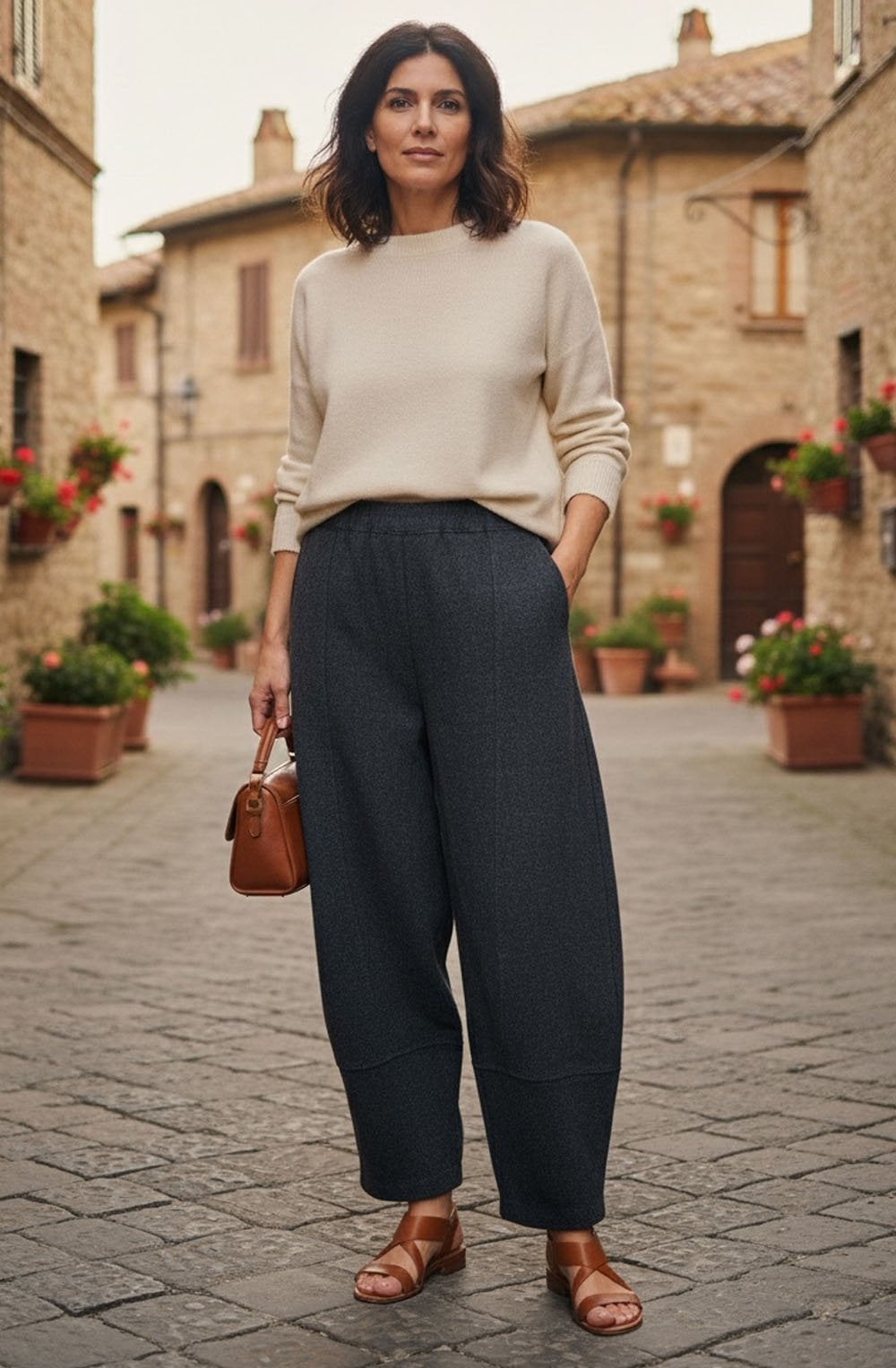 Mira J Anthracite Micro Chevron Balloon Trousers